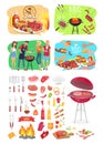 BBQ Grill Party Time Posters Vector Illustration