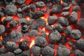 BBQ Grill Pit With Glowing Hot Charcoal Briquettes, Closeup Royalty Free Stock Photo