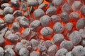 BBQ Grill Pit With Glowing Hot Charcoal Briquettes, Closeup Royalty Free Stock Photo