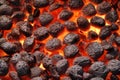 BBQ Grill Pit With Glowing Hot Charcoal Briquettes, Closeup Royalty Free Stock Photo