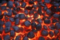 BBQ Grill Pit With Glowing Hot Charcoal Briquettes, Closeup Royalty Free Stock Photo