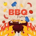 BBQ grill poster Vector Royalty Free Stock Photo