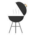 BBQ grill round shape isolated on white background. Picnic camping cooking, barbecue vector icon in flat style. Royalty Free Stock Photo