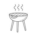 BBQ grill vector line icon.