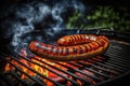 Bbq grilled sausages barbeque outdoors. Created with Generative AI technology Royalty Free Stock Photo