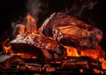BBQ grilled smoked pork ribs Generative AI Illustration