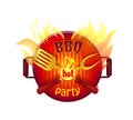 BBQ Hot Party Barbeque Icon Vector Illustration