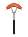BBQ Icon with Grill Tools and Sausage. Vector Illustration Royalty Free Stock Photo