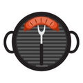 BBQ Icon with Grill Tools and Sausage. Vector Illustration Royalty Free Stock Photo