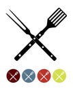 BBQ Icon with Grill Tools. Vector Illustration Royalty Free Stock Photo