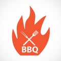 BBQ Icon with Grill Tools. Vector Illustration Royalty Free Stock Photo