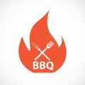 BBQ Icon with Grill Tools. Vector Illustration Royalty Free Stock Photo