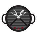 BBQ Icon with Grill Tools. Vector Illustration Royalty Free Stock Photo