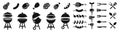 BBQ icon set. Barbecue grilling icons. BBQ picnic symbols. Silhouette style vector icons
