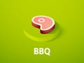 BBQ isometric icon, on color background