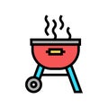 bbq iron summer picnic color icon vector illustration