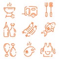 BBQ line icons set on a white background Royalty Free Stock Photo
