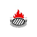 BBQ logo and grill design vintage, premium logo template
