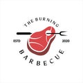 Bbq logo simple barbecue vector graphic label design or roasted food