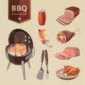 BBQ meat vector elements for vintage Barbecue poster Royalty Free Stock Photo