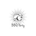 BBQ Party Badge. Chicken grill label. Vector illustration on white