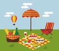 BBQ party. Barbecue and grill cooking. Flat design