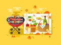 BBQ party design flat