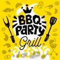 BBQ party Food poster. Barbecue template menu invitation flyer d Royalty Free Stock Photo