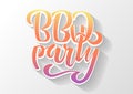 BBQ party hand lettering logo vector design template. Gradient Barbecue text typographic label isolated on white background with Royalty Free Stock Photo
