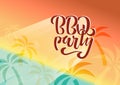 BBQ party hand lettering logo vector design template. Gradient Barbecue text typographic label isolated on white background with Royalty Free Stock Photo