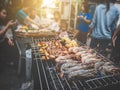 BBQ Party happy summer family dinner at home outdoor vintage sty Royalty Free Stock Photo