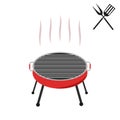 BBQ party icon isolated on white background. Barbeque grill concept. Cookout. Vector flat design