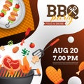 BBQ party invitation ,card or poster template with grill Royalty Free Stock Photo