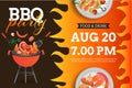 BBQ party invitation ,card or poster template with grill Royalty Free Stock Photo