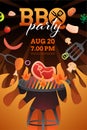 BBQ party invitation ,card or poster template with grill Royalty Free Stock Photo