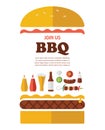 BBQ party invitation. designed as a hamburger Royalty Free Stock Photo