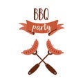 Bbq party invitation with grilled sausages, picnic food element. Barbecue party illustration. Summer food Royalty Free Stock Photo