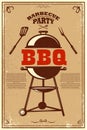 Bbq party poster. Barbeque and grill. Design element for card, banner, flyer.