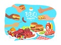 BBQ Party Poster, Colorful Vector Illustration Royalty Free Stock Photo