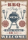 BBQ party vintage colored poster