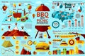 BBQ and Picnic infographics - food, 4th of July Royalty Free Stock Photo