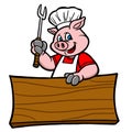 BBQ Pig with Sign Royalty Free Stock Photo