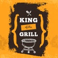 BBQ poster, restaurant grill flyer, vintage barbecue template with grunge outdoor grill