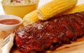 BBQ Ribs with cole slaw, corn and dipping sauce