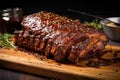 bbq ribs glazed with a brown sugar and mustard sauce