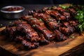 bbq ribs with grill marks on white plate Royalty Free Stock Photo