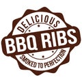 BBQ ribs grunge rubber stamp