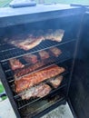 Bbq ribs prepared for a meal in the bbq smoker Royalty Free Stock Photo