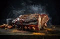 BBQ ribs served on a plate.The BBQ side is one of the favorite dishes of traditional American