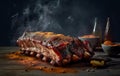 BBQ ribs served on a plate.The BBQ side is one of the favorite dishes of traditional American